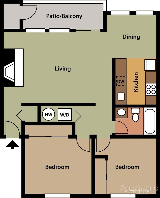 Two Bedroom One Bath F204 floor plan